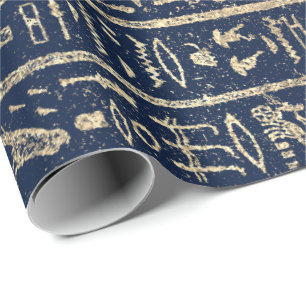 Papier Cadeau Hiéroglyphes égyptiens Pharaons de la Marine ble