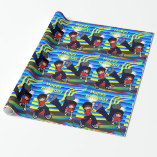Papier Cadeau Hip Hop Break Dance 2 EnfantsJoyeux Anniversaire