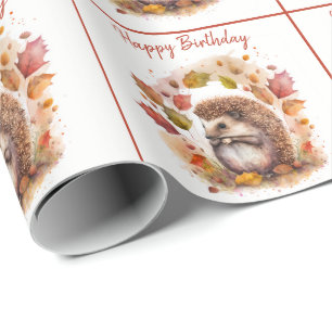 Papier Cadeau Hiver / Autumn Vibes Hedgehog - Joyeux anniversair