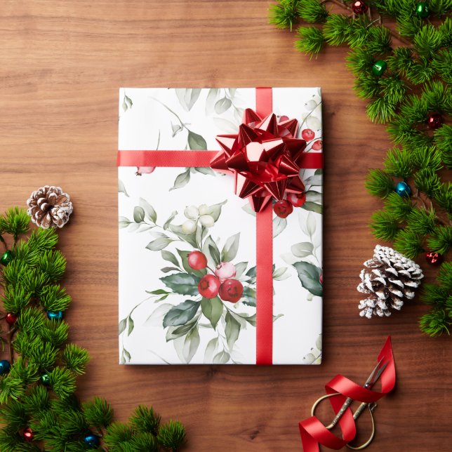 Papier Cadeau Hiver Berry Papier d'enveloppement de Noël (Cadeau de vacances)