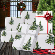 Hiver Bois Aquarelle Fir Trees
