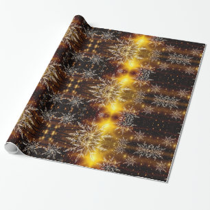 Papier Cadeau Hiver d'or Snowflake