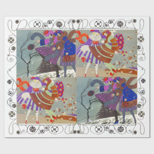 Papier Cadeau HIVER ET AUTOMNE ART DÉCO BEAUTÉ MODE, blanc