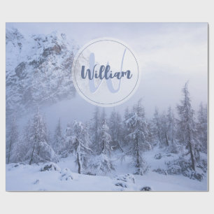 Papier Cadeau Hiver merveilleux brouillard épinette forêt neige 