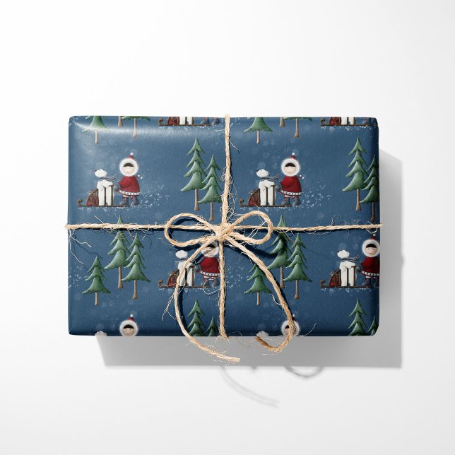 Papier Cadeau Hiver Sleigh Ride Forêt Amis (Créateur téléchargé)