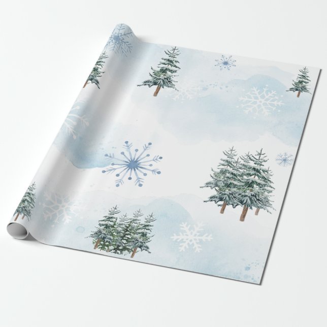 Papier Cadeau Hiver Wonderland Baby shower papier d'emballage (Déroulé)
