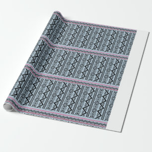Papier Cadeau Hmong floral dans le bleu