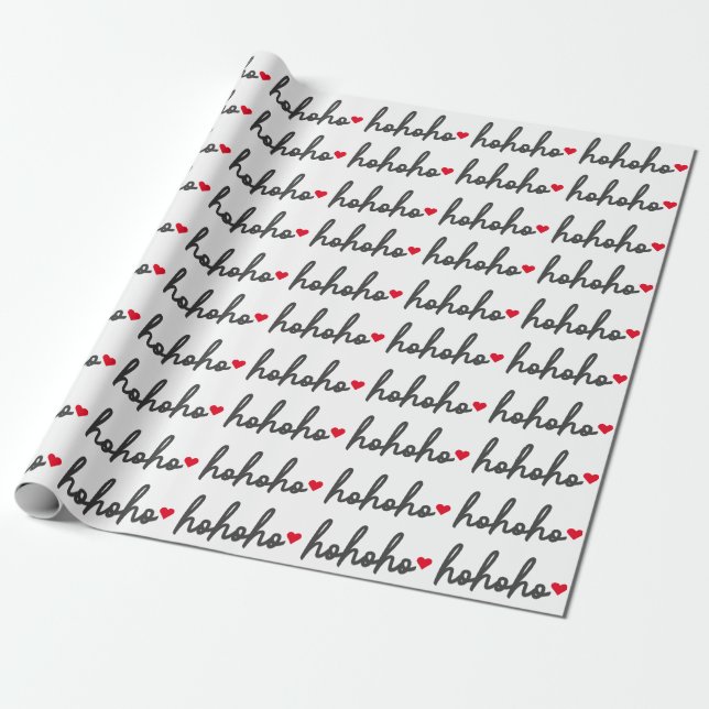 Papier Cadeau Ho Ho | Christmas Heart Modern Minimalist (Déroulé)