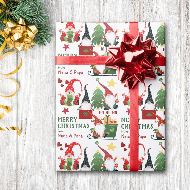 Papier Cadeau Ho Ho Happy Père Noël Gnomes Christmas (Créateur téléchargé)