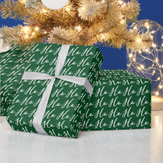 Papier Cadeau Ho Ho Ho Script White on Terracotta Christmas