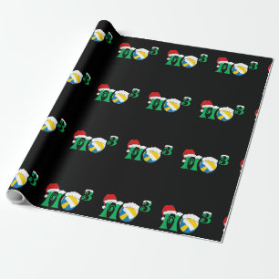 Papier Cadeau Ho Ho Ho X 3 Funky Volleyball Noël Sa
