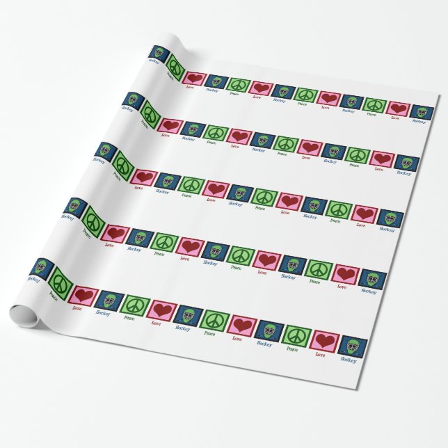 Papier Cadeau Hockey Peace Love (Déroulé)