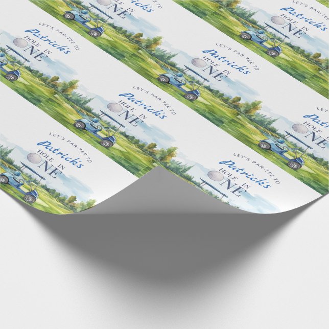 Papier Cadeau Hole In One Golf 1st Birthday  (Coin)