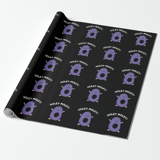 Papier Cadeau Holey Moley Funny Mole Pun Dark BG (Déroulé)