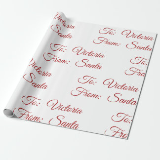 Papier Cadeau Holiday Christmas To And From Santa Personalized 
