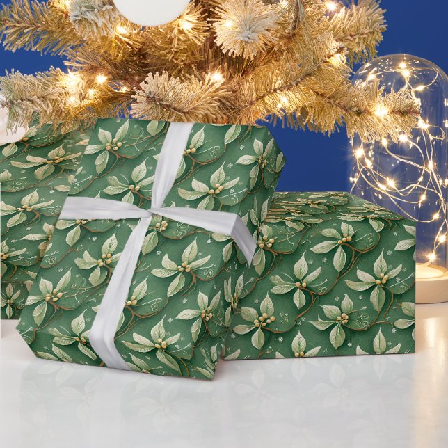 Papier Cadeau Holiday White Poinsettia  (Vacances)