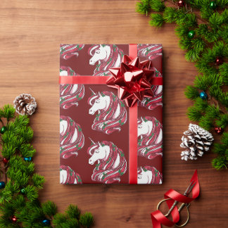 Papier Cadeau Holly Berry Unicorn
