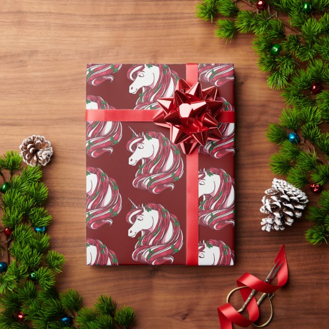 Papier Cadeau Holly Berry Unicorn (Cadeau de vacances)