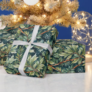 Papier Cadeau Holly, Épinette, Vert Neige