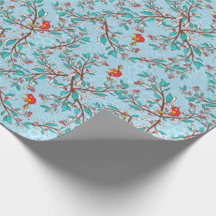 Papier Cadeau Holly et oiseaux
