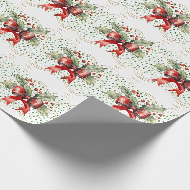Papier Cadeau Holly on Green Stones (Coin)