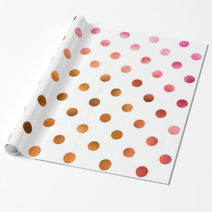 Papier Cadeau Holographie de l'or rose Faux Foil Polka Point