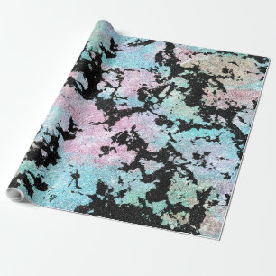 Papier Cadeau Holographie moderne et Parties scintillant noire i