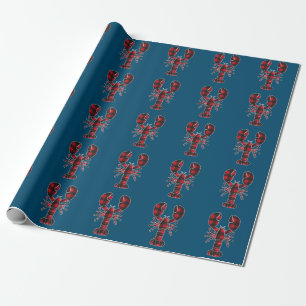 Papier Cadeau Homard Rouge Plaid Buffalo Correspondance famille 