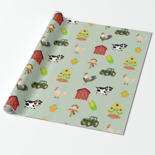 Papier Cadeau Homestead et ferme et animaux de ferme