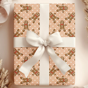 Papier Cadeau Homme en pain d'épices aux pois bruns de Noël