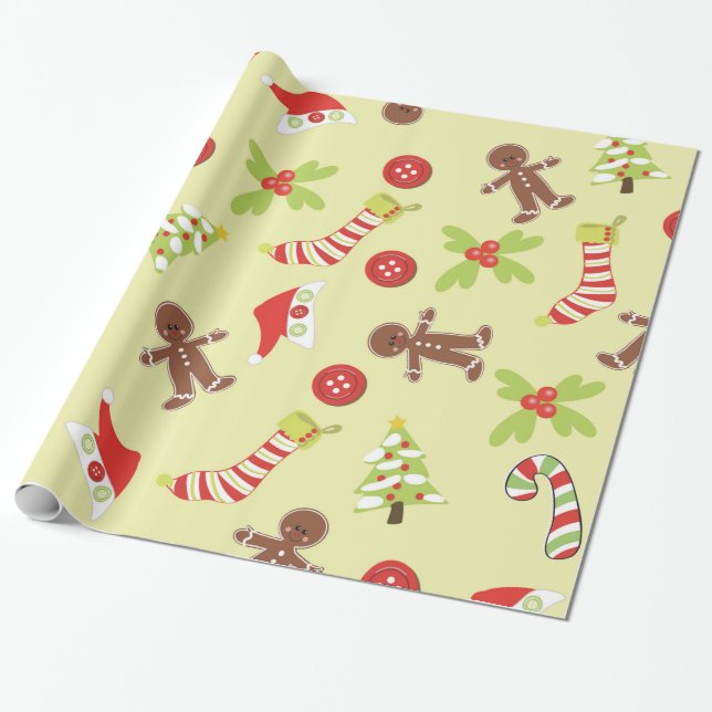 Papier Cadeau Homme en pain d'épices et bas de Noël (Déroulé)