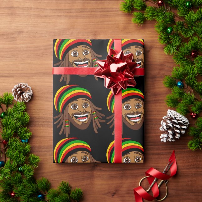 Papier Cadeau Homme Rasta heureux Rastafari (Cadeau de vacances)
