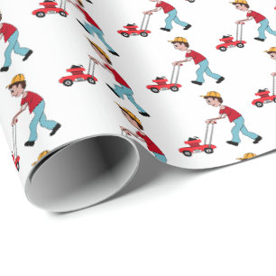 Papier Cadeau homme tondre l'herbe