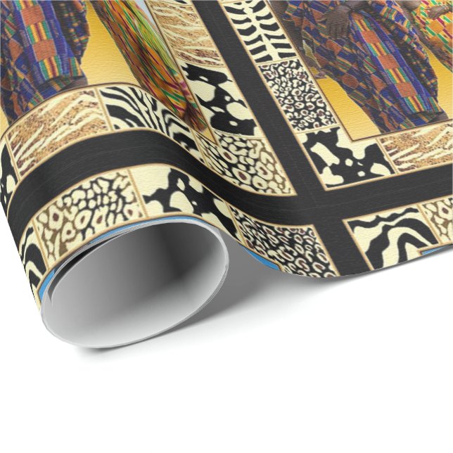 Papier Cadeau Hommes Sages Du Désert Africain (Coin rond)
