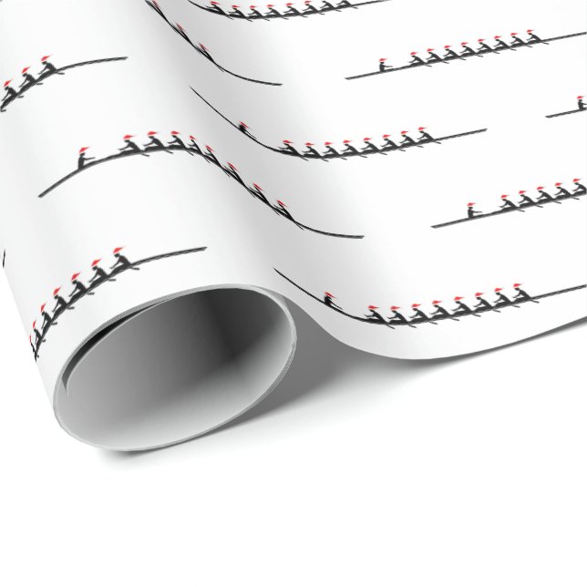 Papier Cadeau Hommes Santa Hat Rowing Rowers Équipe #4 (Coin rond)