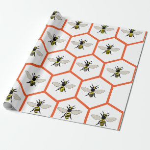 Papier Cadeau Honey Bee Honeycomb Baby shower d'anniversaire
