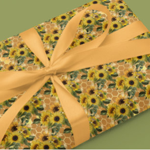 Papier Cadeau Honeypeb Bee Sunflower motif