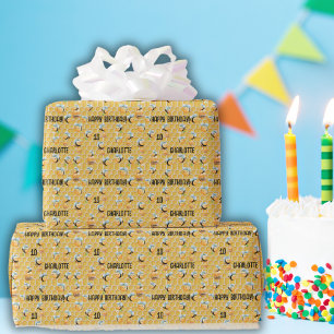 Papier Cadeau Honeypeb et abeilles Nom et âge personnalisés Anni
