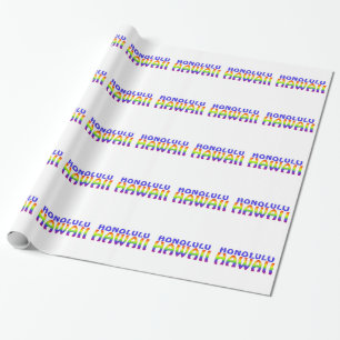 Papier Cadeau Honolulu Hawaii arc-en-ciel mots enveloppant du pa