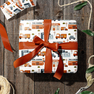 Papier Cadeau Hôpital, incendie, police Ville Motif pour enfants