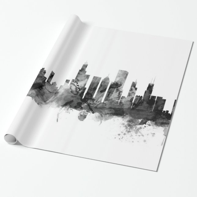 Papier Cadeau Horizon de Chicago l'Illinois (Déroulé)