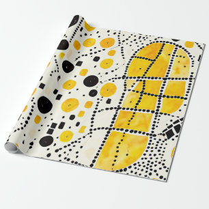 Papier Cadeau Horizon d'or : Motifs amérindiens en jaune