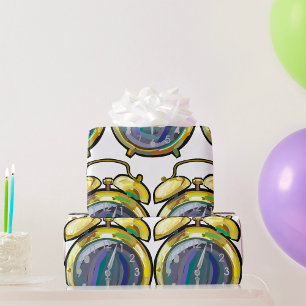 Papier Cadeau Horloge vintage d'alarme or Retro Timepiece