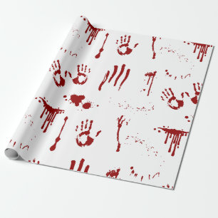 Papier Cadeau Horreur Psycho Sanglante Empreintes De Sang Spatte