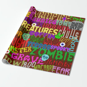 Papier Cadeau Horror Movie Style Words Collage