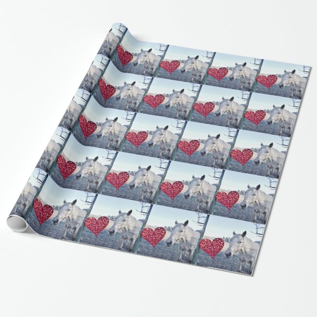 Papier Cadeau HORSE coeur Valentine (Déroulé)
