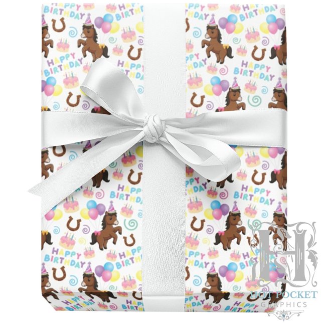 Papier Cadeau Horse Wrapping Paper in White (Créateur téléchargé)