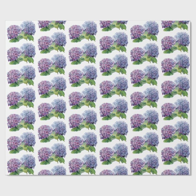 Papier Cadeau Hortensias bleus (Plat)