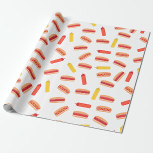 Papier Cadeau Hot Dog Fast Food Motif barbecue