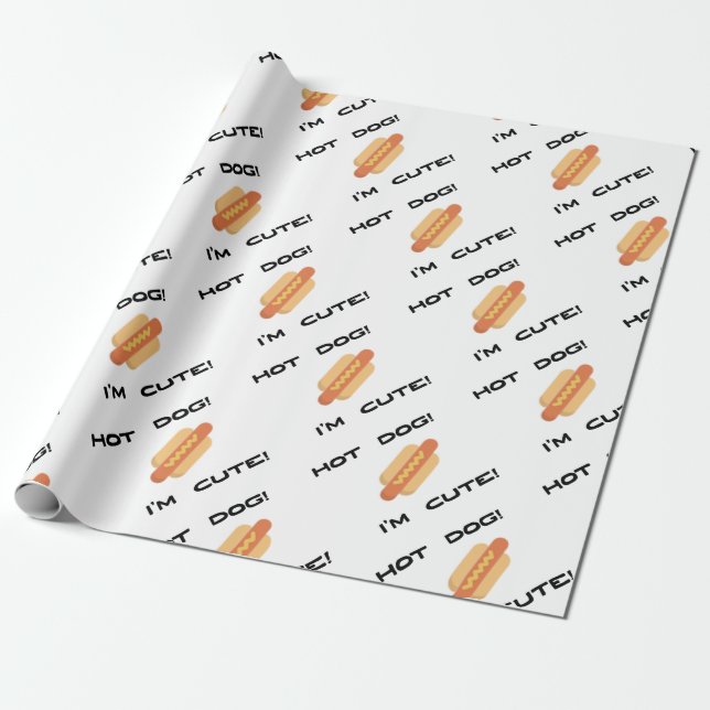 Papier Cadeau Hot Dog Je suis mignon (Déroulé)